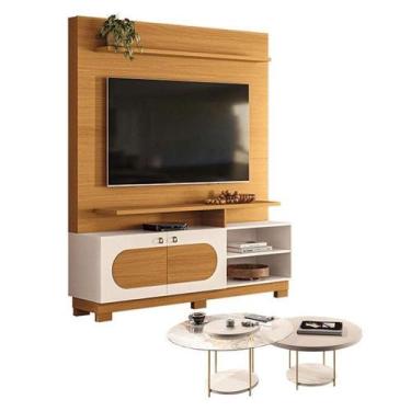 Imagem de Estante Home Theater Axis Cinamomo Off White Com Kit Mesa De Centro Sk