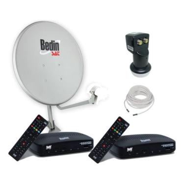 Imagem de Kit Antena Parabólica 2 Receptores Sat Hd Bs9900 Lnb Duplo - Bedin Sat