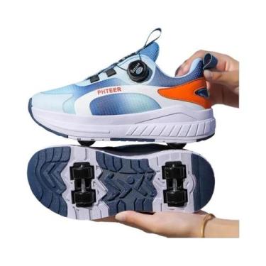 Imagem de Tênis De Patins De 4 Rodas Para Crianças, Calçados Multifuncionais Par