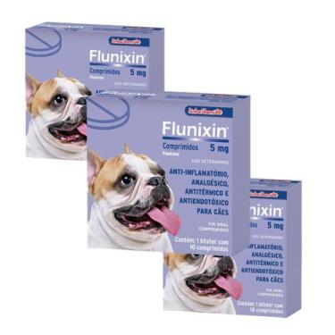 Imagem de Kit 3 Flunixin 5mg Anti-Inflamatório Chemitec Cães - 10 Comprimidos