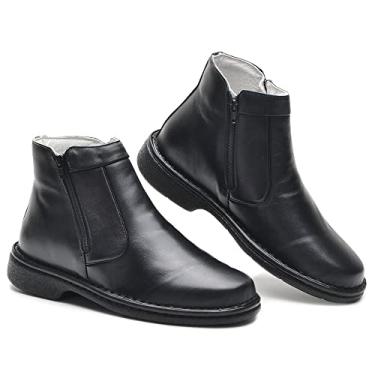 Imagem de Bota Masculina couro Confort Palmilha GEL 049 Cla preto Cor:Preto;Tamanho:43;Genero:Masculino