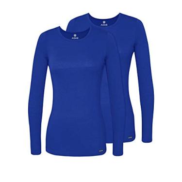 Imagem de Adar Underscrubs para mulheres, pacote com 2 – Camiseta confortável de manga comprida, Royal Blue, Medium