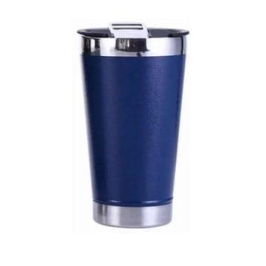Imagem de Copo Térmico Inox Azul Abridor 473ml Cerveja Drinks Bebida