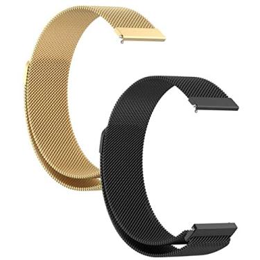 Imagem de Pacote Kit 2 Pulseiras Magnéticas 20mm Compatível com Galaxy Watch4 Watch 4 Classic (Preto+Dourado)