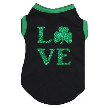 Imagem de Camiseta Petitebella Love Clover filhote de cachorro (média, preta)