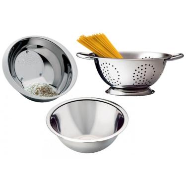 Imagem de Jogo Cozinha 3 Peças Escorredor Arroz, Macarrão e Bowl Yazi