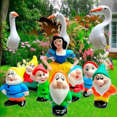 Imagem de Kit Branca De Neve E O 7 Anões Com Trio De Garças Cerâmica