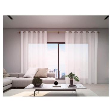 Imagem de Cortina Para Sala Quarto Voil Sem Forro 2,80 x 1,70 m Branco Com Ilhós