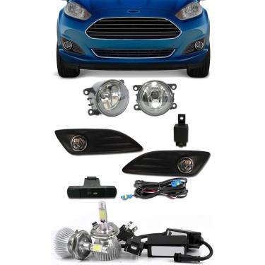 Imagem de Kit Farol de Milha Neblina Ford New Fiesta 2013 2014 2015 2016 2017 Botão Painel + Kit Lâmpada Super LED 6000K