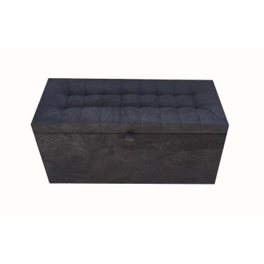 Imagem de Recamier Puff Baú Em Suede Solteiro 100% Mdf - Preto