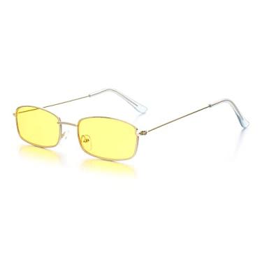 Imagem de 1 peça unissex pequenos óculos de sol retrô tendência colorido armação de metal lente clara óculos de sol vintage steampunk tons óculos de verão, s, ouro amarelo, china