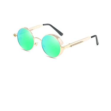 Imagem de Steampunk Sunglasses Polarized Men Women Vintage Round Metal Frame Sun Glasses Quality UV400,T8028 C7 Black case,China