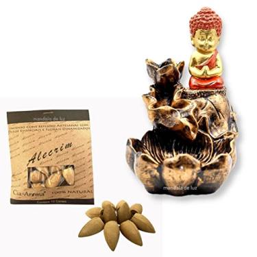Imagem de Combo Incensário Cascata Buda 14cm + Incenso Cone Alecrim Natural