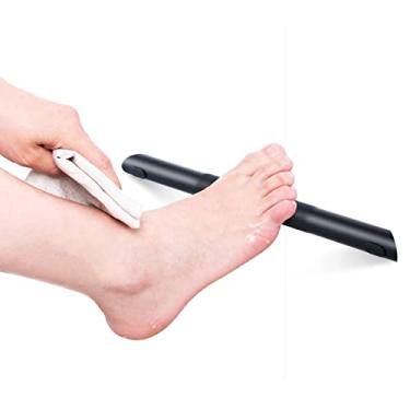 Imagem de Sanliv Barra de descanso para os pés de chuveiro, apoio para os pés de chuveiro de canto para depilar as pernas, barra de latão serrilhado antiderrapante, borda de chuveiro, preto fosco