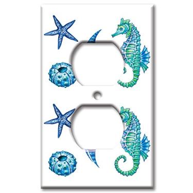Imagem de Placa de parede/interruptor da marca Art Plates – Cavalo marinho e conchas coloridas, Outlet