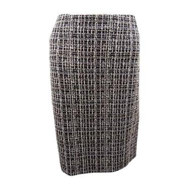 Imagem de Kasper Saia feminina slim de malha jacquard pequena, Toffee Multi, 6 Petite