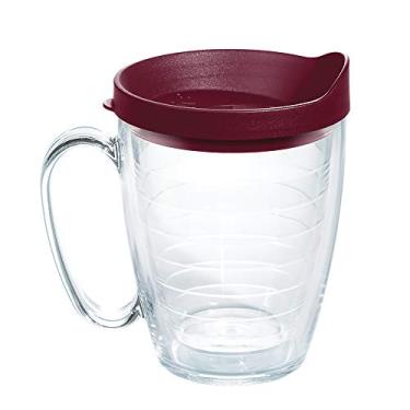 Imagem de Tervis Tampa transparente e colorida feita nos EUA Copo de viagem com isolamento térmico mantém as bebidas frias e quentes, caneca de 473 ml, tampa marrom