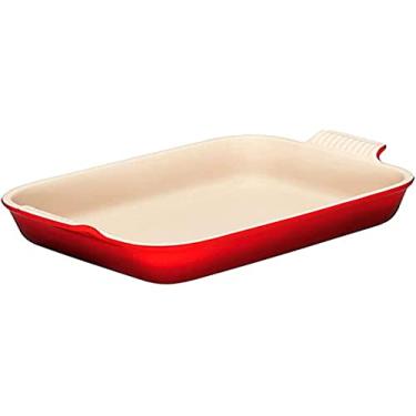 Imagem de Travessa Retangular 26cm (heritage), Cerâmica, Vermelho, Le Creuset