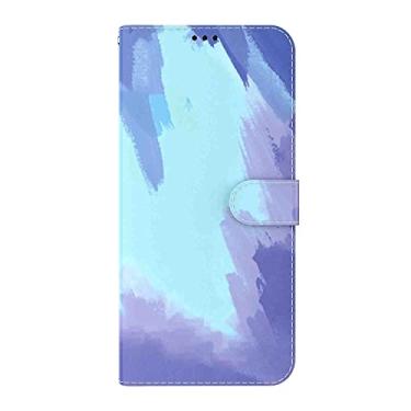 Imagem de SHOYAO Capa de telefone carteira capa fólio para Apple iPhone 5S, capa fina de couro PU premium para iPhone 5S, suporte de visualização horizontal, correspondência exata, azul