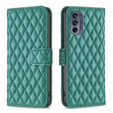 Imagem de HONGYAN Capa de telefone Para Motorola Moto G62 Diamond Lattice Cartice Cheather Flip Phone Case Capa protetora