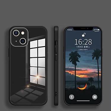 Imagem de Capa de telefone de vidro temperado quadrado de luxo para iphone 13 11 12 pro max mini xs xr x 7 8 plus se 2020 capa traseira dura de silicone, preto, para 12 mini 5.4