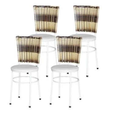 Imagem de Jogo 4 Cadeiras Para Cozinha Branca Hawai Cappuccino Premium - Lamar D