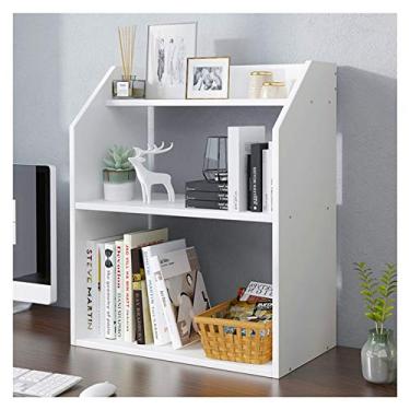 Imagem de KIZQYN Estante de mesa Prateleiras de escritório Organizador de mesa Quarto de casa Pequeno Rack de armazenamento simples multicamadas, estante de livros de 51 cm × 20 cm × 59 cm Estante de livros (cor: ouro)