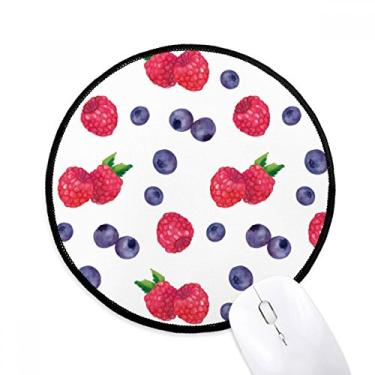 Imagem de DIYthinker Tapete de mouse com estampa de ilustração de frutas de mirtilo e morango para mesa de escritório tapete redondo para computador