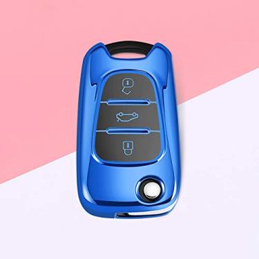 Imagem de SELIYA Capa de chave TPU, apto para Hyundai i30 i40 IX25 Creta IX35 HB20 Solaris Elantra Accent, apto para Kia K2 K5 Rio Sportage Car Key Case, G, azul
