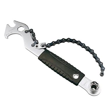 Imagem de Vaveren Ferramenta multifuncional de remoção de roda livre para bicicleta chave de pedal com corrente de borracha envolta acessório de aço construído