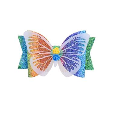 Imagem de RULEH Grampo de cabelo gradiente bebê menina arco grampo de cabelo arco grampo de cabelo infantil multicolorido arco grampo de cabelo acessórios de cabelo longo para mulheres grampos de cabelo (cor: F)