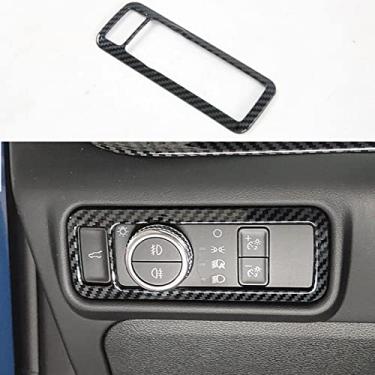 Imagem de Xodouhi Para Ford Explorer 2020 2021 2022 Fibra de Carbono Adesivo de Carro Capa Estilo Farol Ajuste Botão Acabamento Acessórios 1 peça