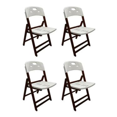 Imagem de Kit Com 4 Cadeiras Dobraveis De Madeira Elegance Imbuia Polipropileno