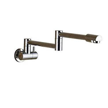 Imagem de Torneira de cozinha de ouro escovado para montagem na parede Torneira para lavatório de banheiro com água fria Girar bica dobrável Latão lavatório guindaste, cromo A