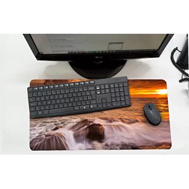 Imagem de Mouse Pad Desk Pad Grande 30x70cm - Paisagem Mar Laranja