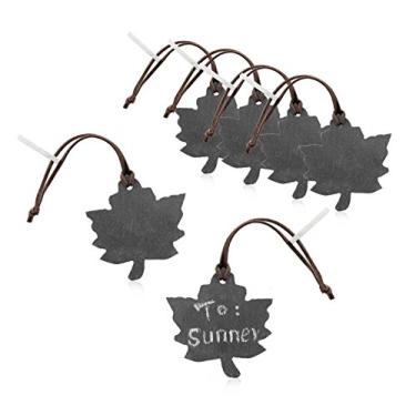 Imagem de Artaste Folha 28645 Placa de vinho de ardósia e giz de pedra-sabão, 8,25 x 7,6 cm, conjunto de 6, preto