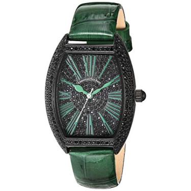 Imagem de Christian Van Sant Relógio feminino chique de couro de quartzo de aço inoxidável, verde, 16 relógio casual (modelo: CV4846)