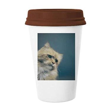 Imagem de Caneca de foto de gato azul animal, copo de cerâmica para copo de café