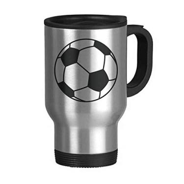 Imagem de Caneca de viagem com estampa de linha esportiva de futebol com tampa flip em aço inoxidável copo de carro copo térmico