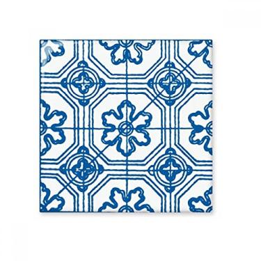 Imagem de Talavera Azulejo de cerâmica com estampa de flor azul brilhante decalque decorativo de tijolos esmaltados