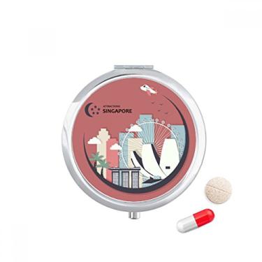 Imagem de Porta-comprimidos com bandeira de Cingapura em formato de lua, bolso para remédios