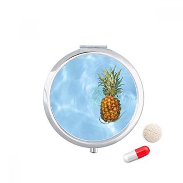Imagem de Estojo de comprimidos com imagem de frutas tropicais e abacaxi fresco, caixa de armazenamento de remédios