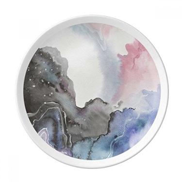 Imagem de Placa de sombreamento abstrata de tinta em aquarela decorativa de porcelana Salver louças de jantar