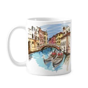 Imagem de Caneca de pintura de aquarela paisagem de Veneza Itália Caneca cerâmica café porcelana louça