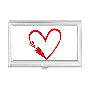 Imagem de Carteira de bolso com ilustração de coração e flecha vermelha para cartões de visita