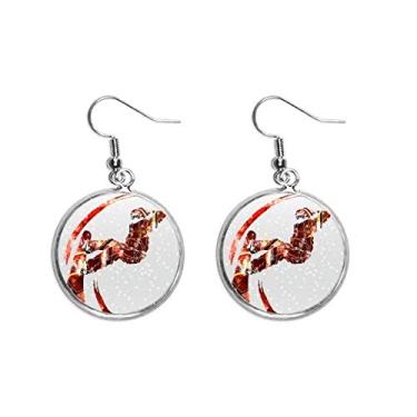 Imagem de Esporte Skateboard Aquarela Esqui Ilustração Orelha Pendente Prata Brinco Joia Feminina