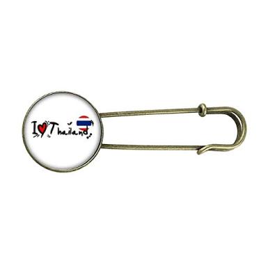 Imagem de I Love Thailand Bandeira da Palavra Love Heart Ilustration Broche de Metal Retrô Joia