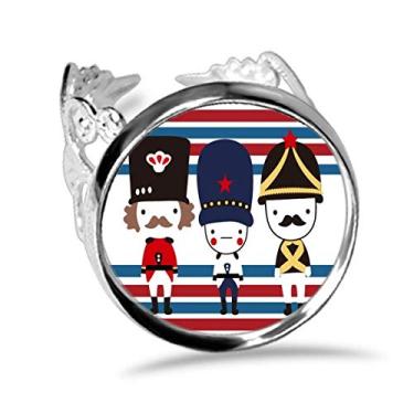 Imagem de DIYthinker Anel de noivado ajustável com bandeira de marco do Reino Unido com soldado colorido