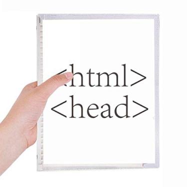 Imagem de Caderno HTML com folhas soltas e diário recarregável com mensagem do programa programador