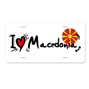 Imagem de DIYthinker I Love Macedônia Bandeira da Palavra Love Heart Ilustration Placa de licença Decoração de aço inoxidável